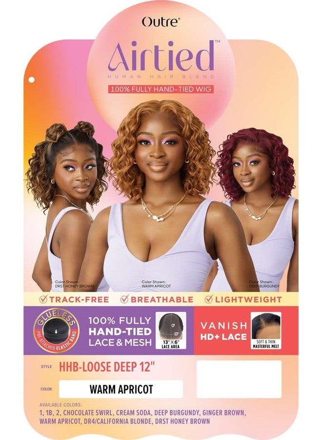 Outre Airtied 100% Fully Hand-Tied Wig - Human Hair Blend - Loose Deep 12" (OFF BLACK 1B) - Image 2